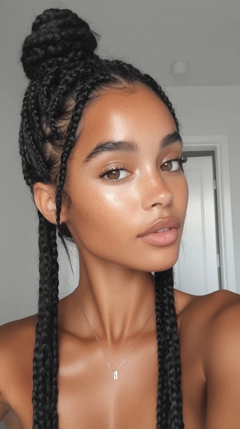 Effortlessly Chic: The Braided Bun Look with Long Box Braids