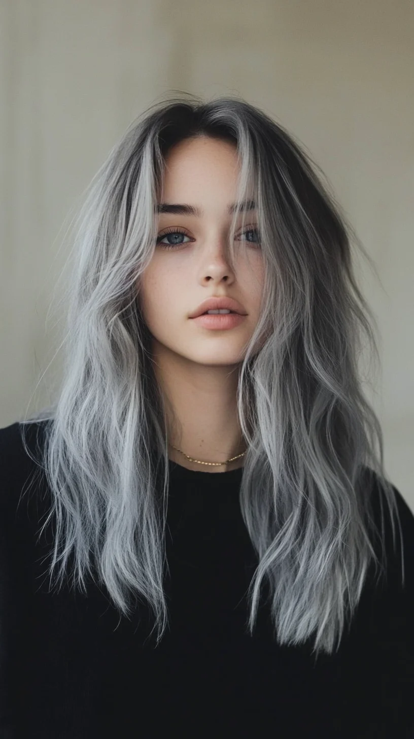 Effortlessly Chic: The Cool, Wavy Silver Mane