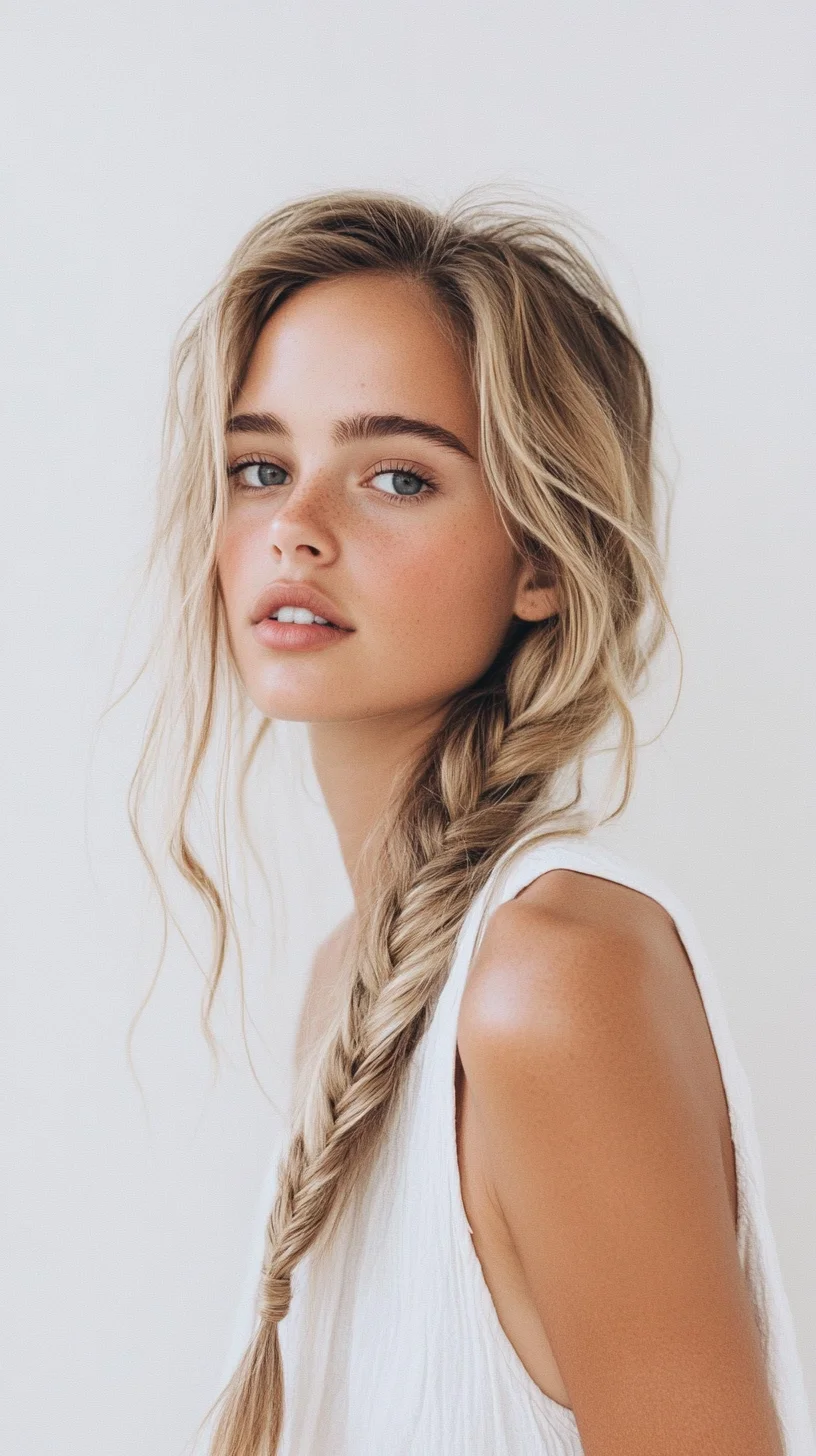 Effortlessly Chic The Flowy Side Braid with Beachy Waves