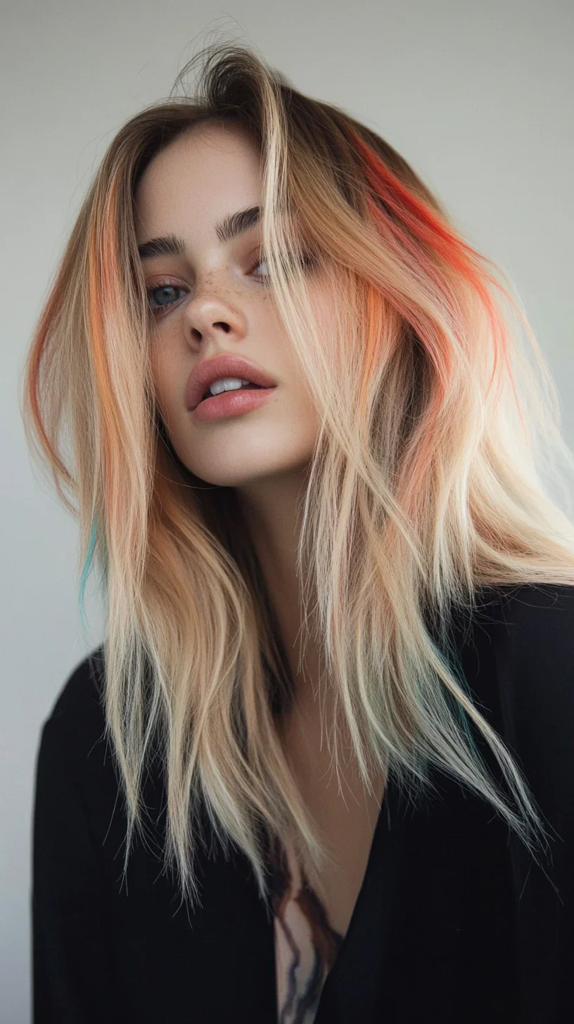 Effortlessly Chic: The Lived-In Ombre Lob with Vibrant Highlights