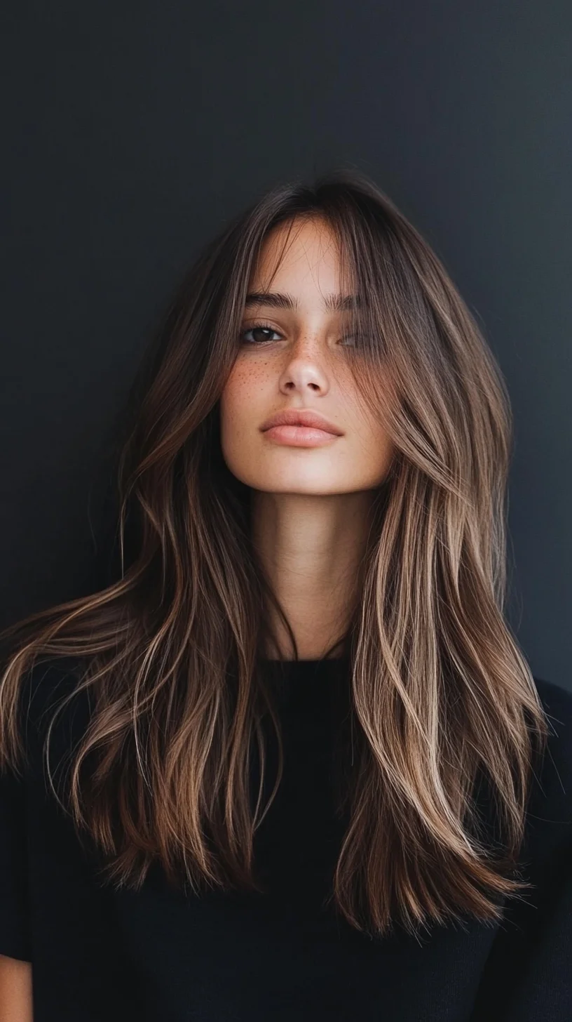 Effortlessly Chic: The Long Layered Hair with Face-Framing Highlights