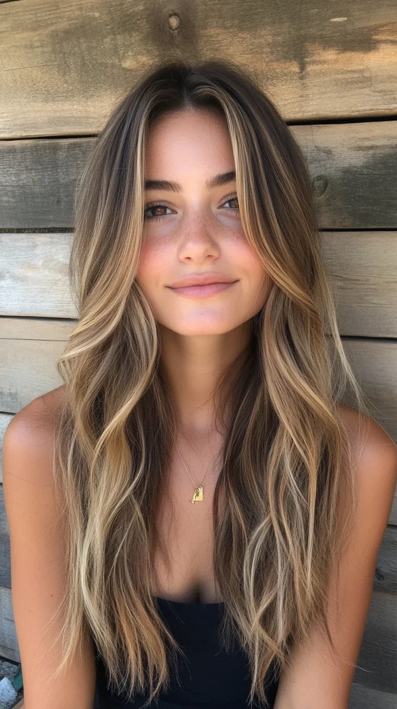 Effortlessly Chic The Long Layered Hair with Sun-Kissed Highlights