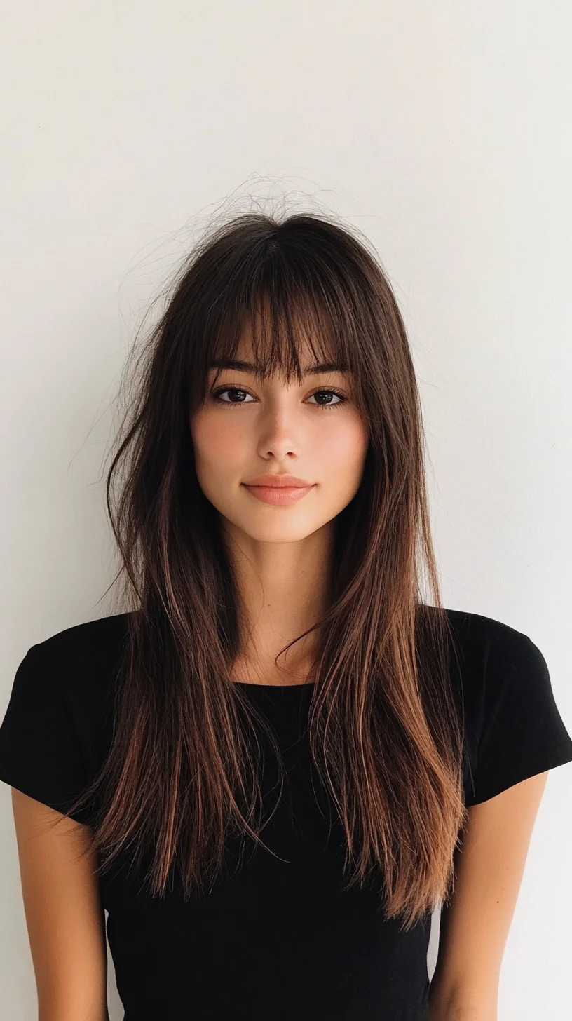 Effortlessly Chic: The Long Layered Hairstyle with Bangs