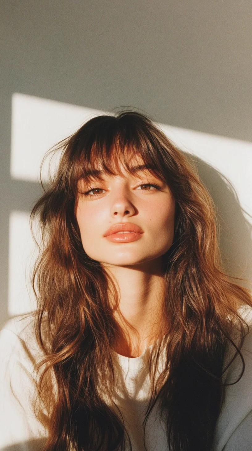 Effortlessly Chic: The Long Layered Hairstyle with Flirty Bangs