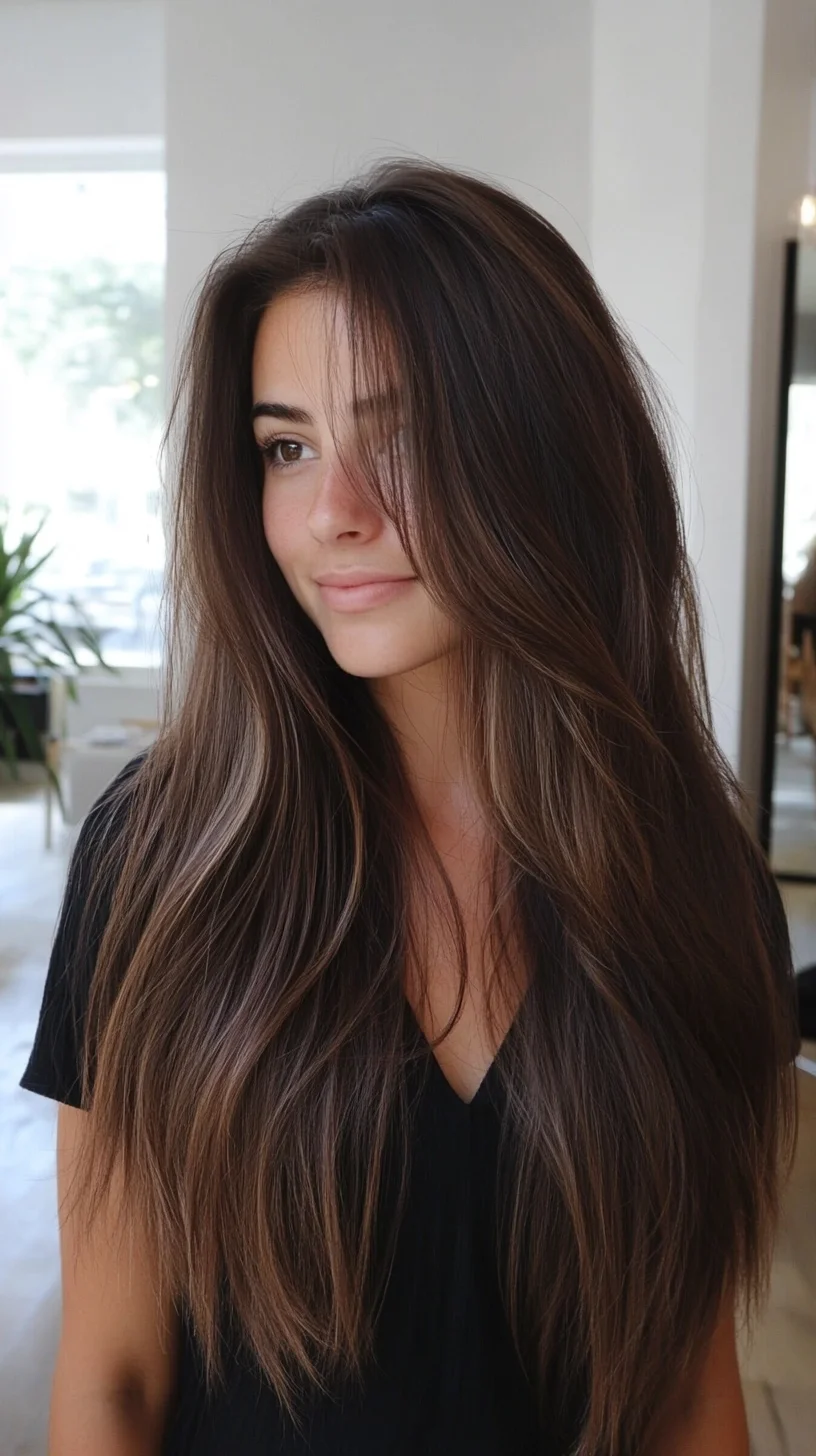 Effortlessly Chic The Long Layered Mane with Subtle Highlights