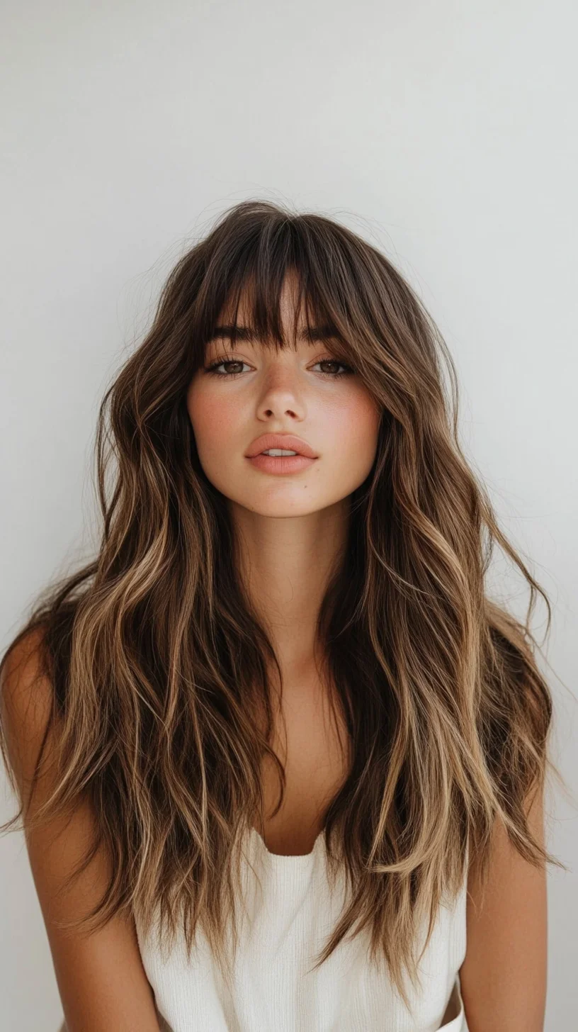 Effortlessly Chic: The Long, Lush Layered Lob with Face-Framing Bangs