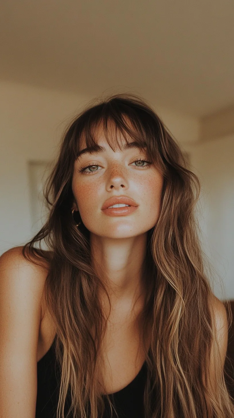 Effortlessly Chic The Long, Tousled Hair with Bangs