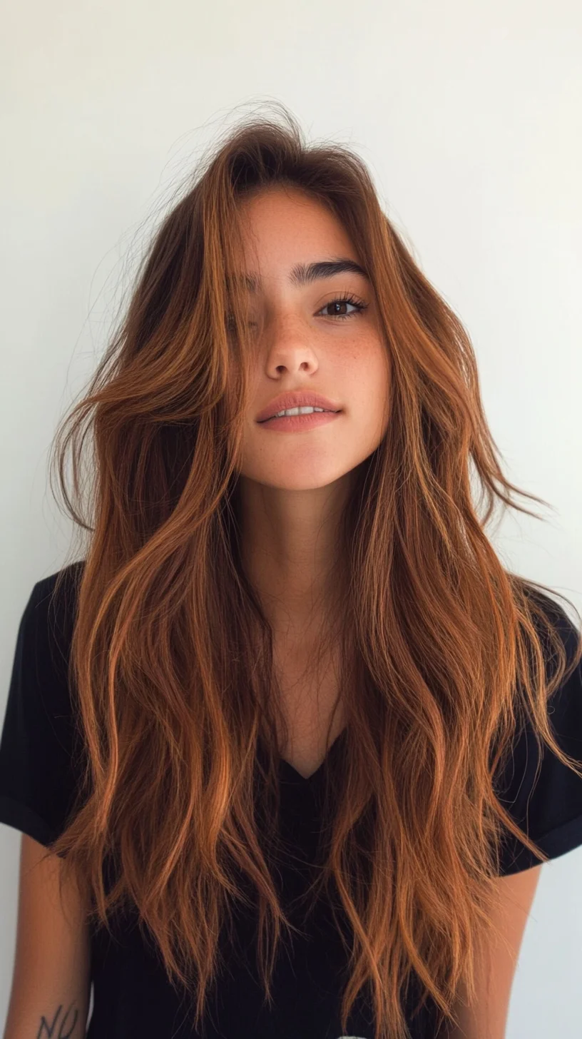 Effortlessly Chic: The Long, Wavy Copper Mane