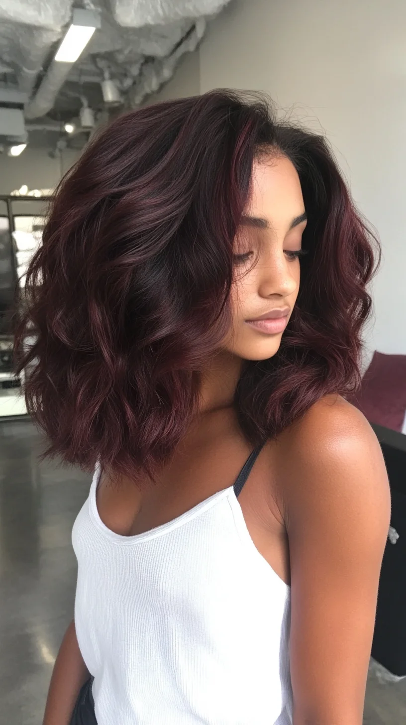 Effortlessly Chic: The Lush Lob with Rich Burgundy Waves