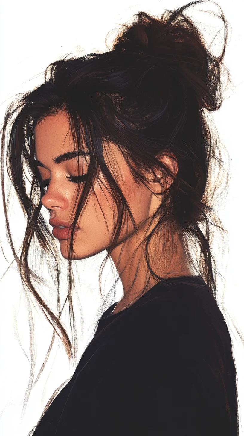 Effortlessly Chic The Messy Bun with Face-Framing Layers