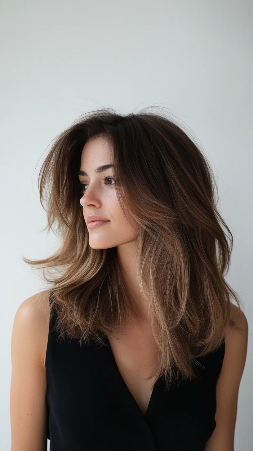 Effortlessly Chic The Modern Layered Lob with Subtle Highlights