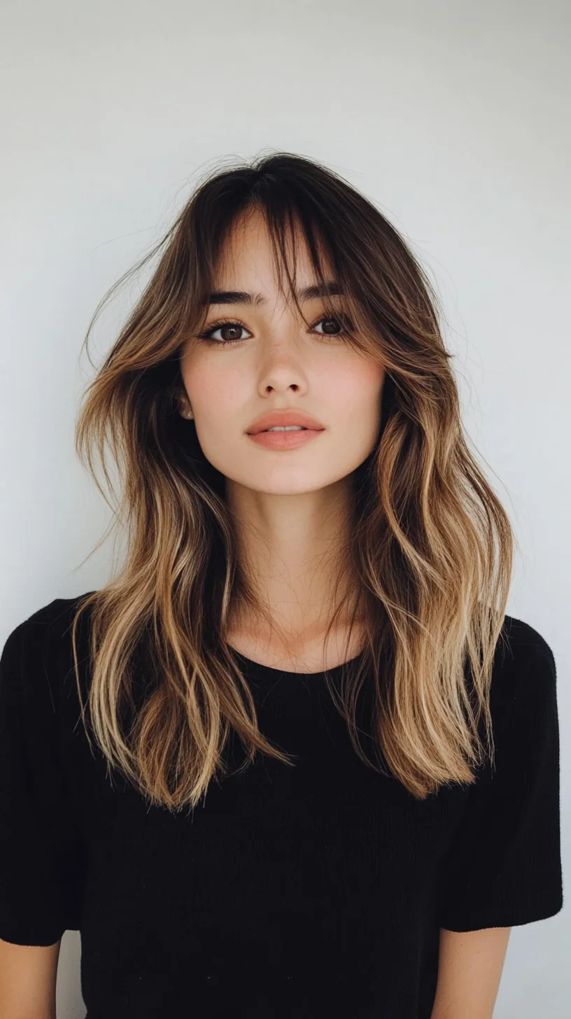 Effortlessly Chic The Modern Long Layered Waves with Wispy Bangs