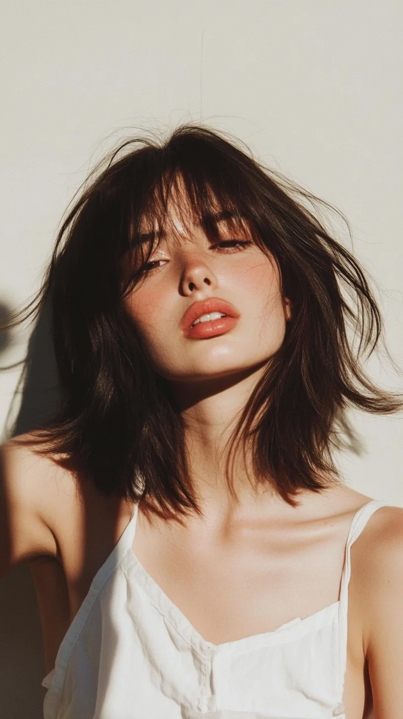 Effortlessly Chic The Modern Shaggy Lob with Bangs