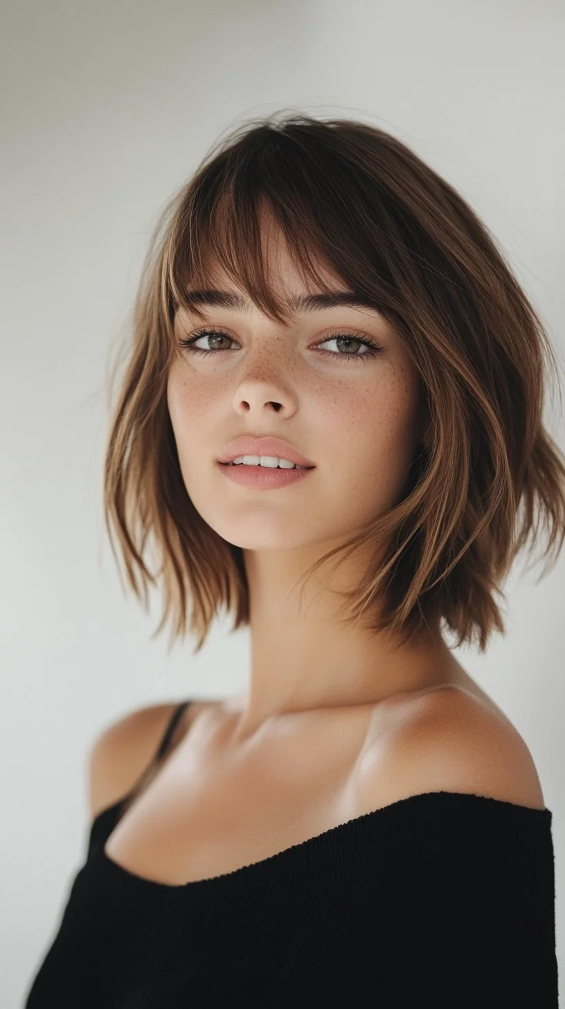 Effortlessly Chic The Modern Textured Bob with Bangs