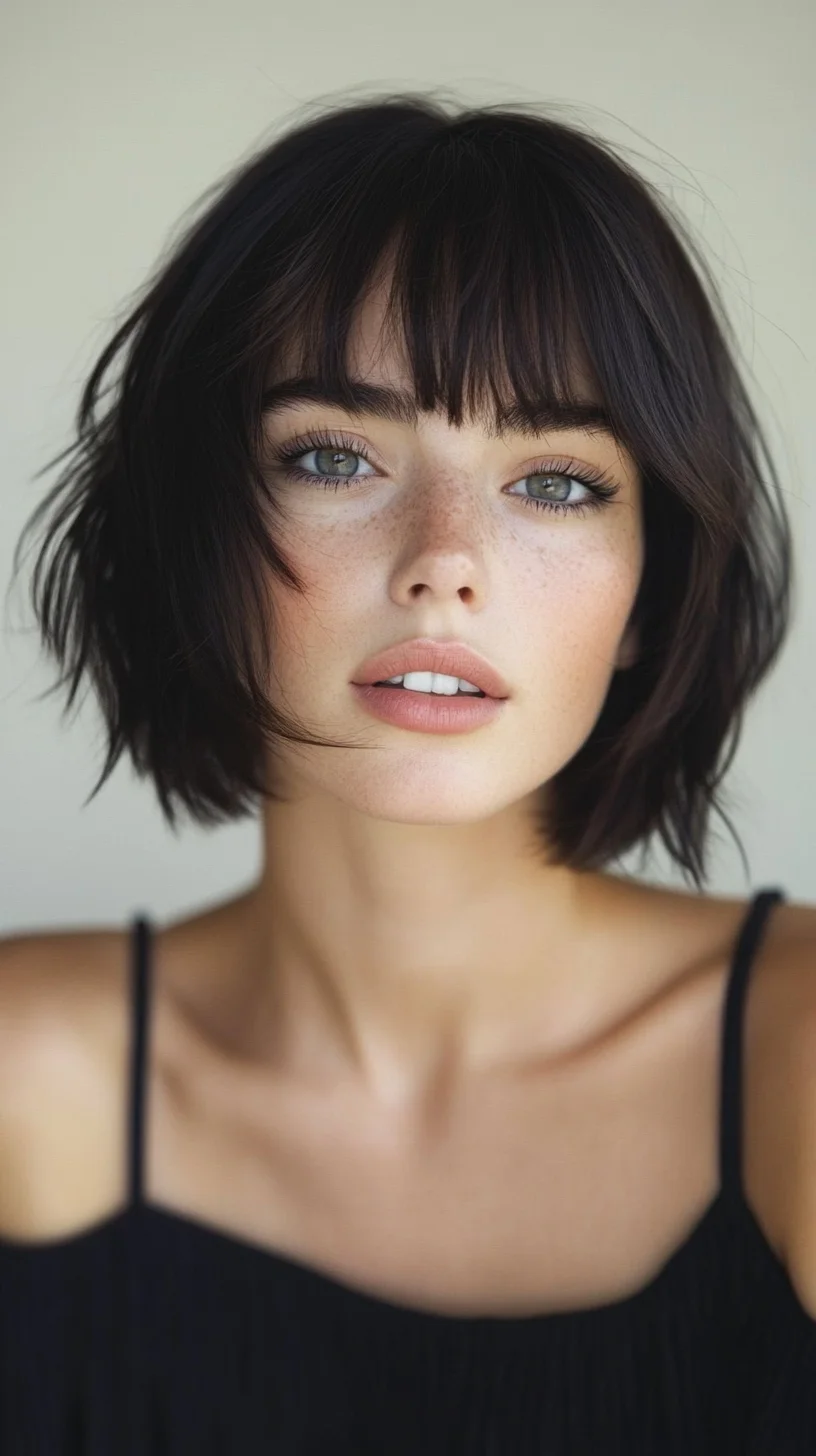 Effortlessly Chic The Modern Textured Bob with Bangs