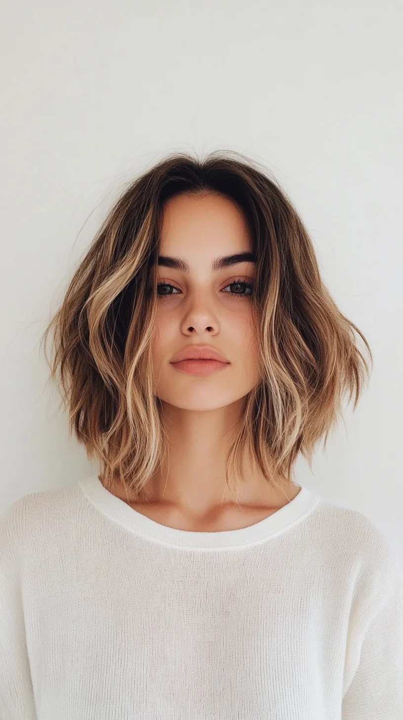 Effortlessly Chic The Modern Textured Bob with Highlights