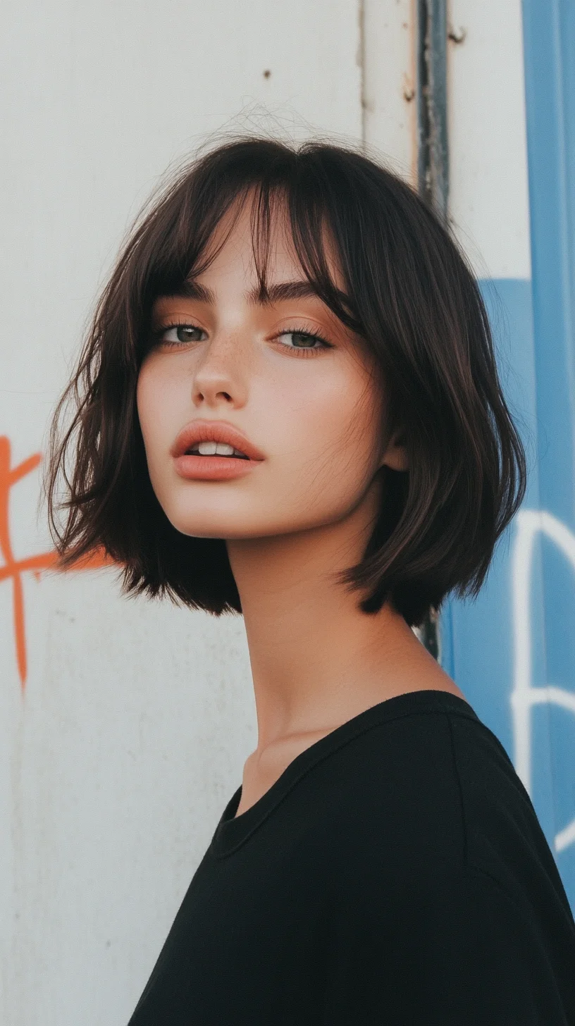 Effortlessly Chic: The Modern Textured Bob with Wispy Bangs