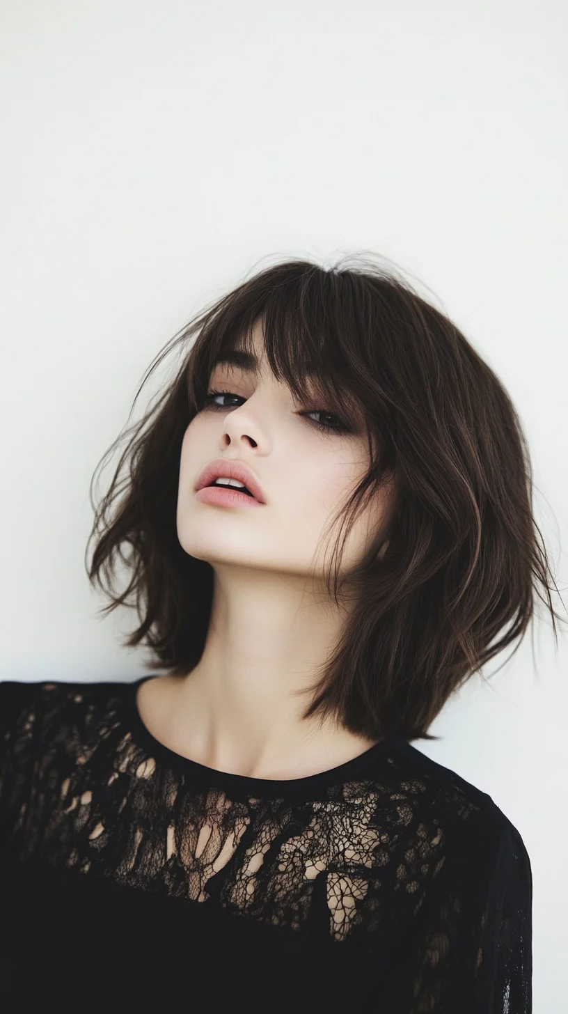 Effortlessly Chic: The Modern Textured Lob with Bangs