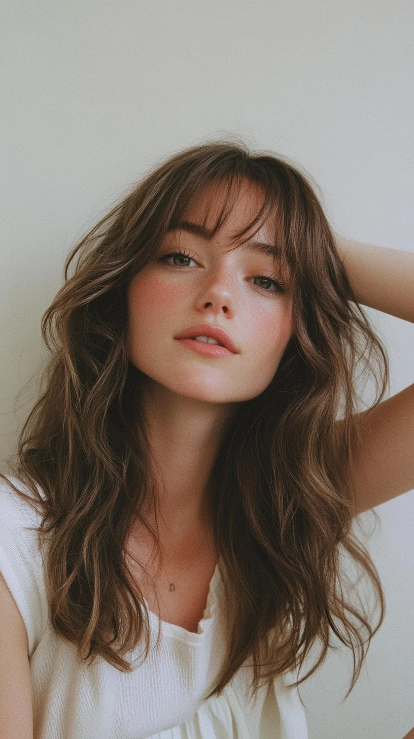 Effortlessly Chic: The Perfect Messy Waves with Soft Bangs