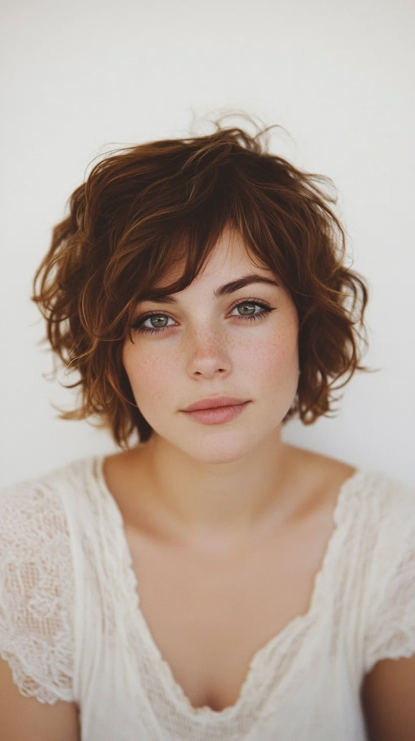 Effortlessly Chic The Playful Curly Bob with Subtle Highlights