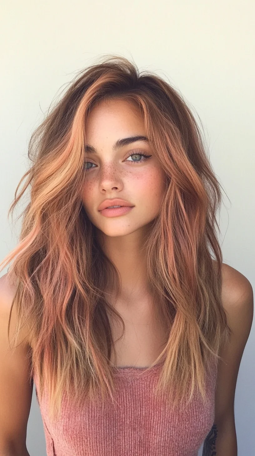 Effortlessly Chic: The Radiant Waves with Subtle Pink Highlights