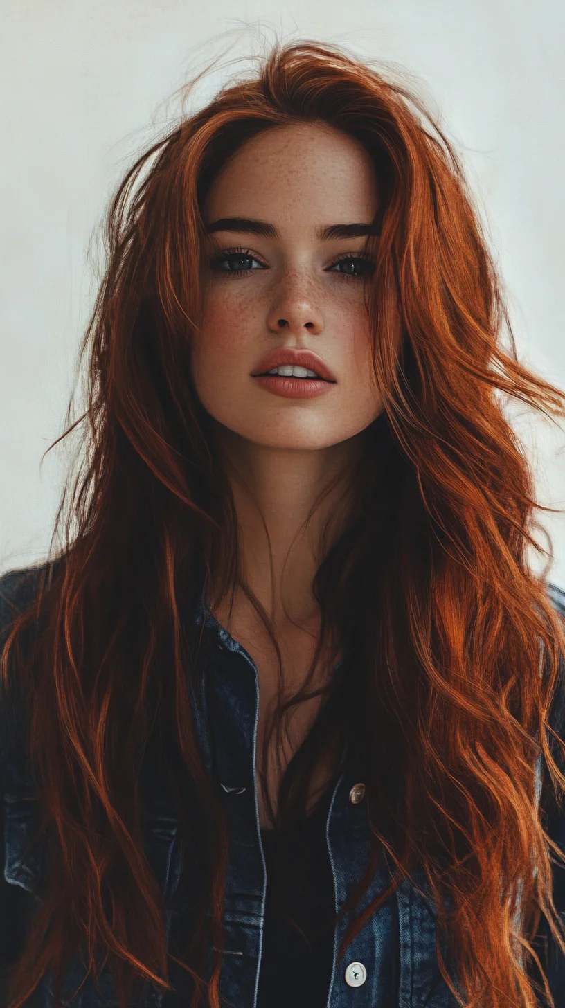 Effortlessly Chic The Soft, Wild Waves of Sunset Red Hair