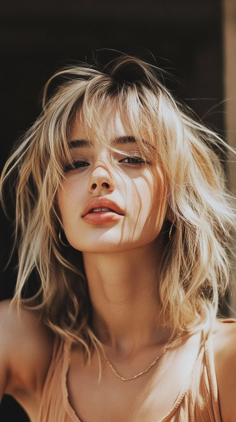 Effortlessly Chic The Textured Blonde Bob with Wispy Bangs