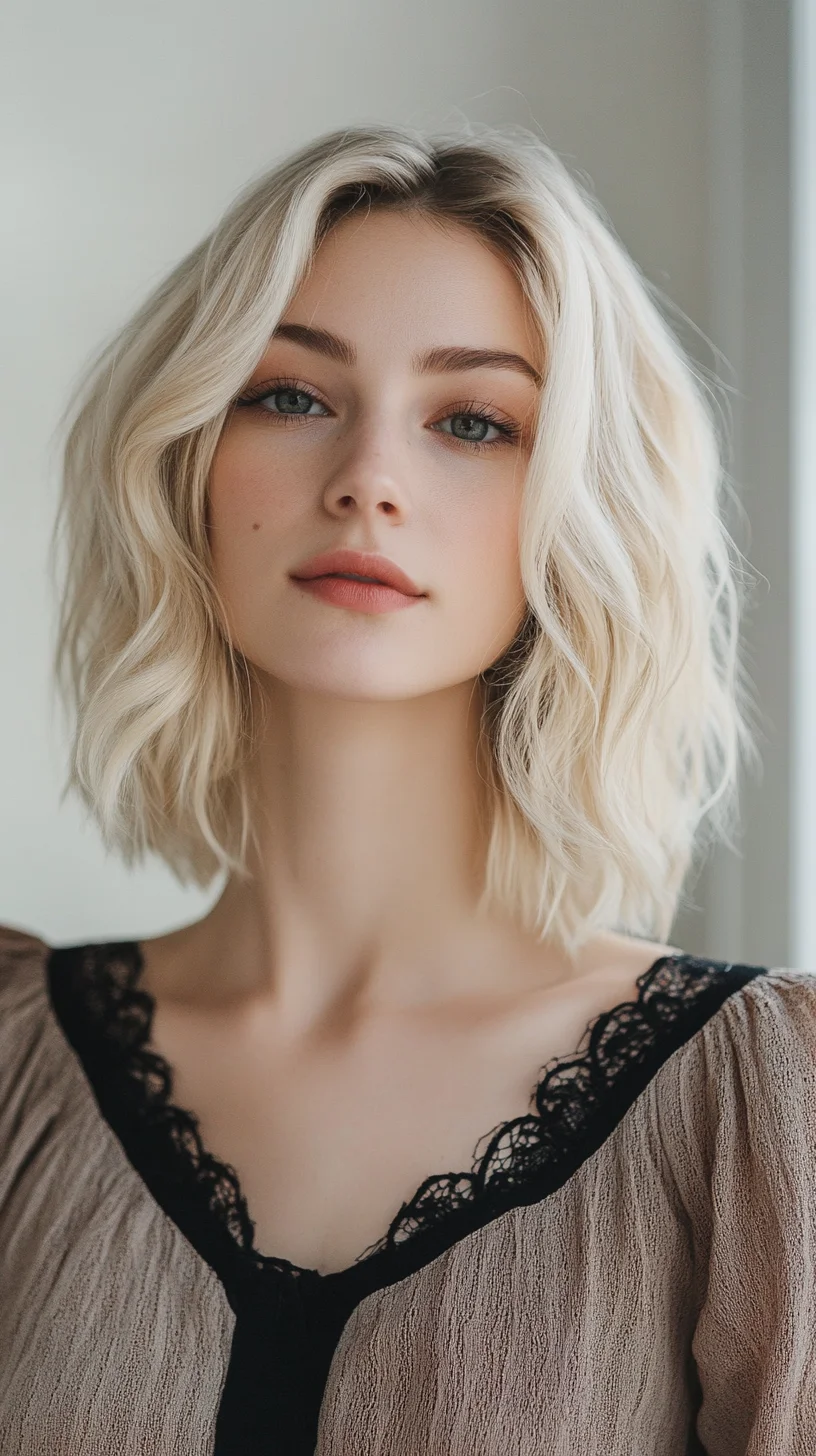 Effortlessly Chic: The Textured Blonde Lob