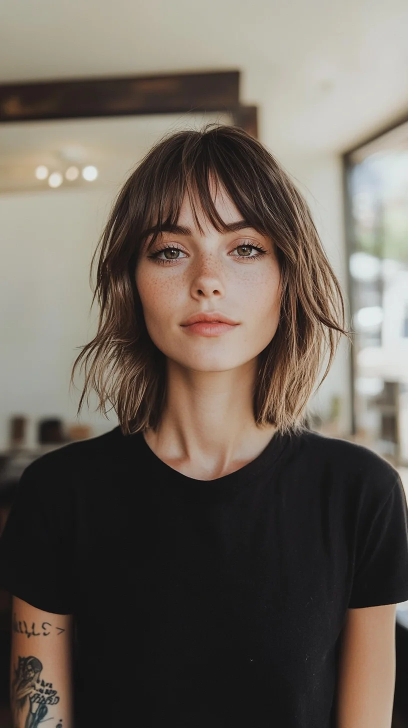 Effortlessly Chic: The Textured Bob with Bangs