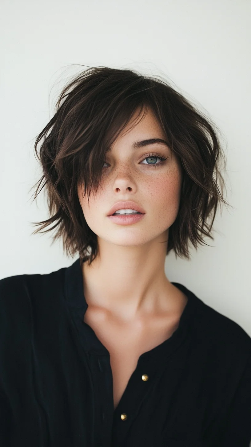 Effortlessly Chic: The Textured Bob with Side-Swept Bangs