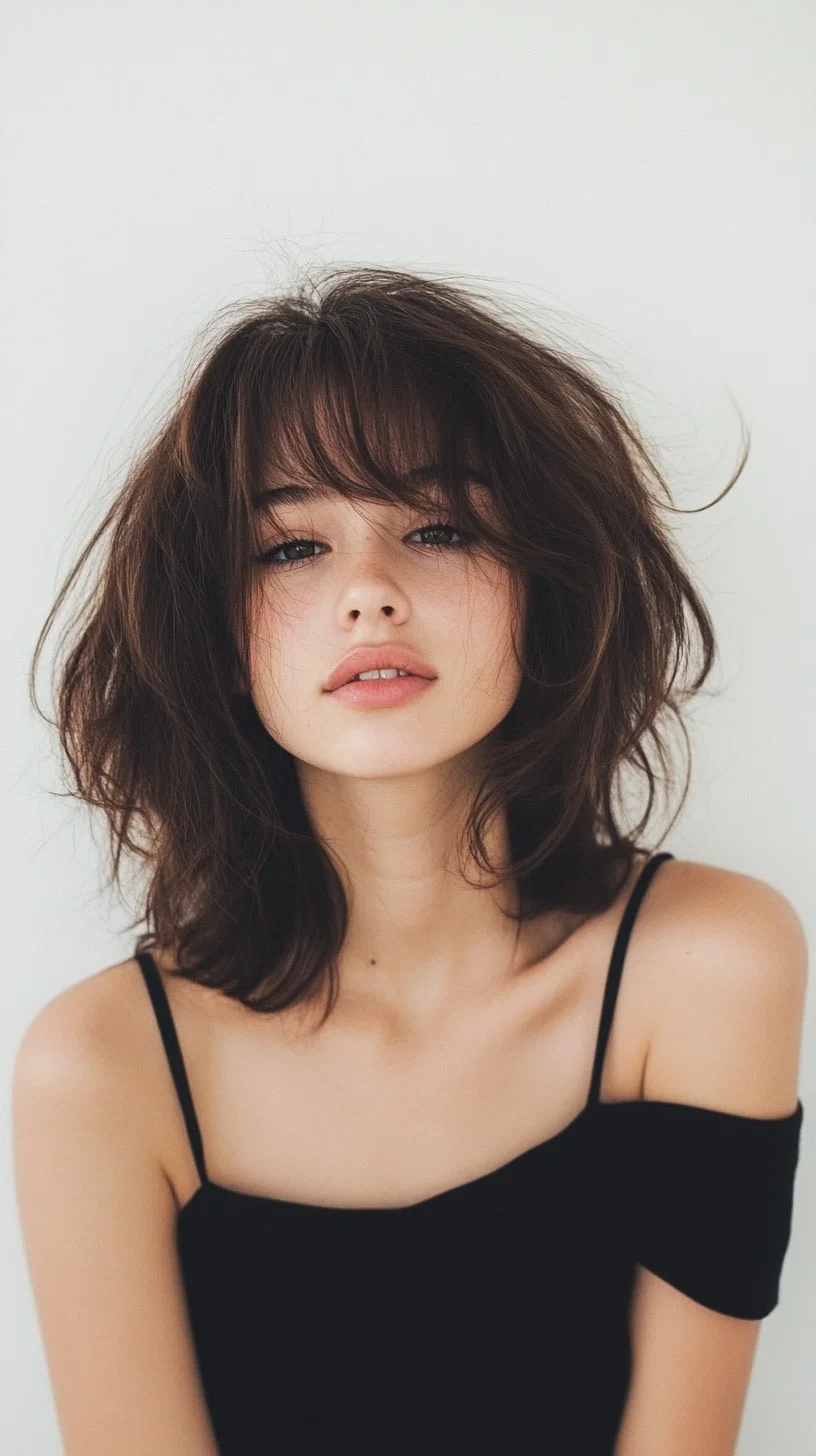 Effortlessly Chic The Textured Bob with Wispy Bangs