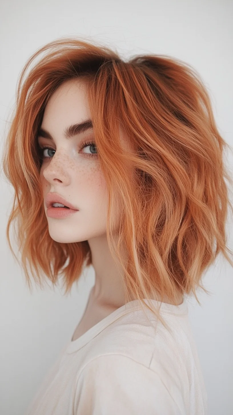 Effortlessly Chic The Textured Copper Bob for Modern Glam