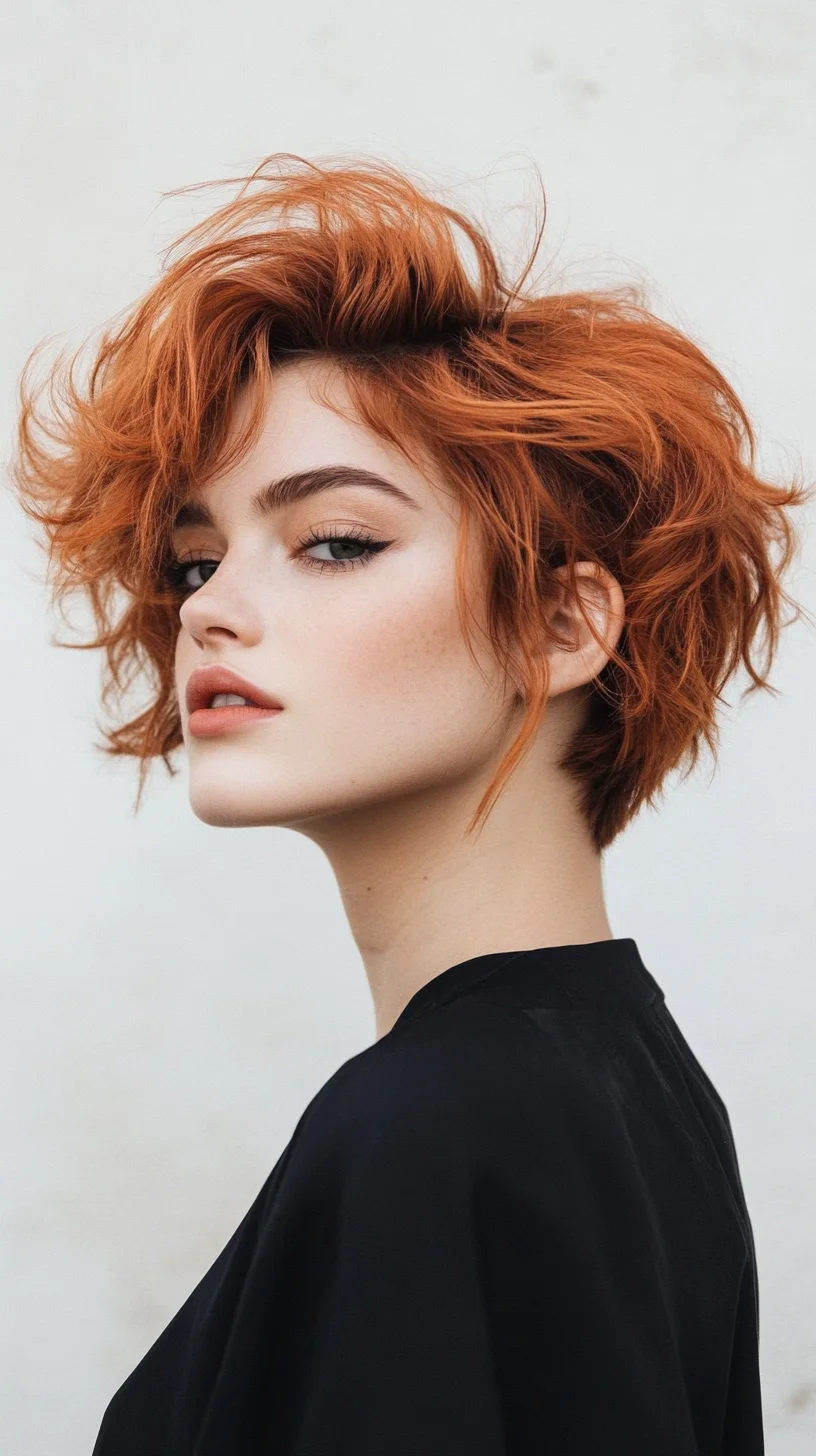 Effortlessly Chic: The Textured Copper Bob