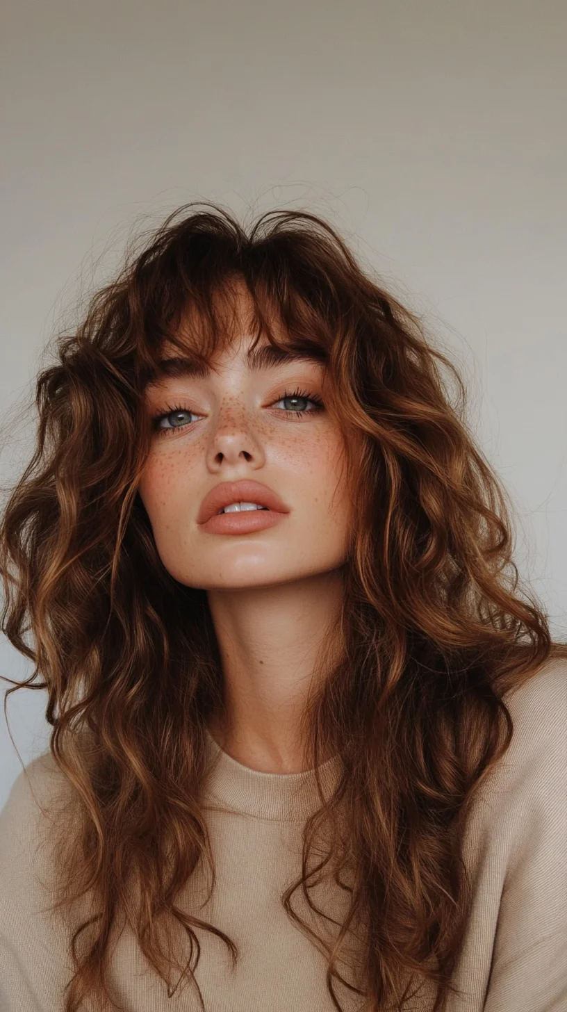 Effortlessly Chic The Textured Curly Hair with Bangs