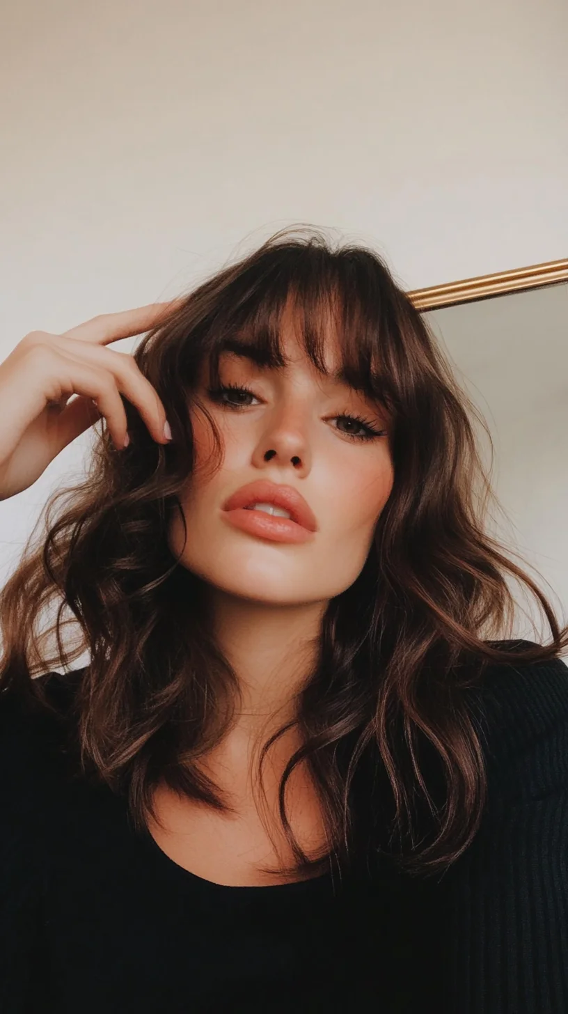 Effortlessly Chic: The Textured Lob with Face-Framing Bangs