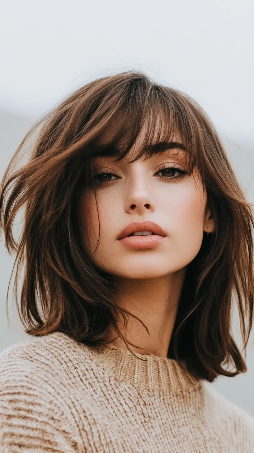 Effortlessly Chic The Textured Lob with Soft Bangs