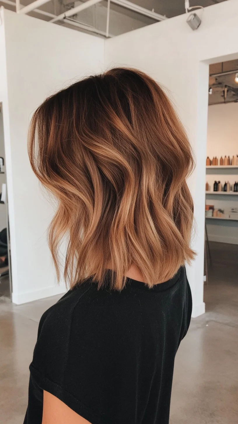 Effortlessly Chic The Textured Lob with Warm Highlights