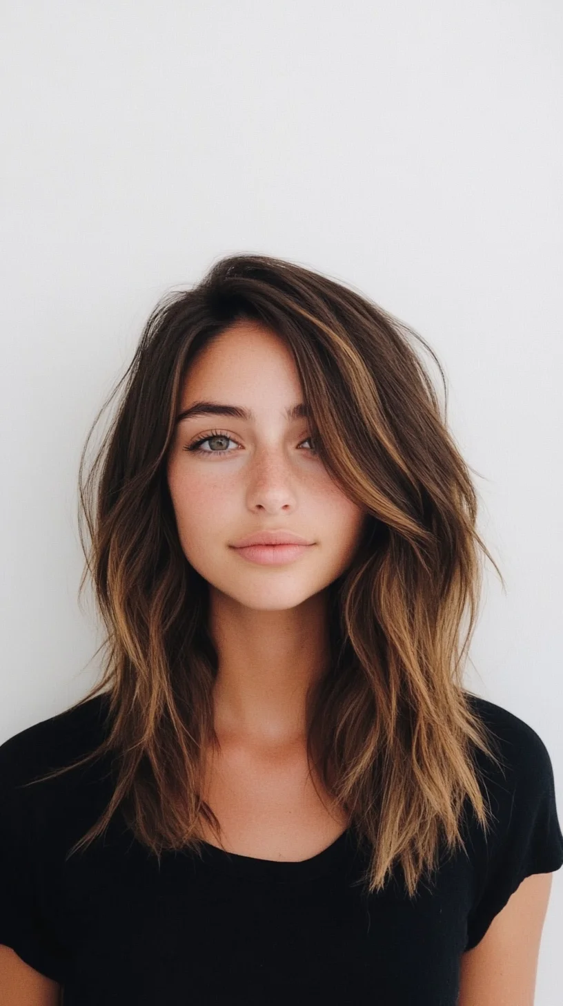 Effortlessly Chic: The Textured Long Bob with Warm Highlights