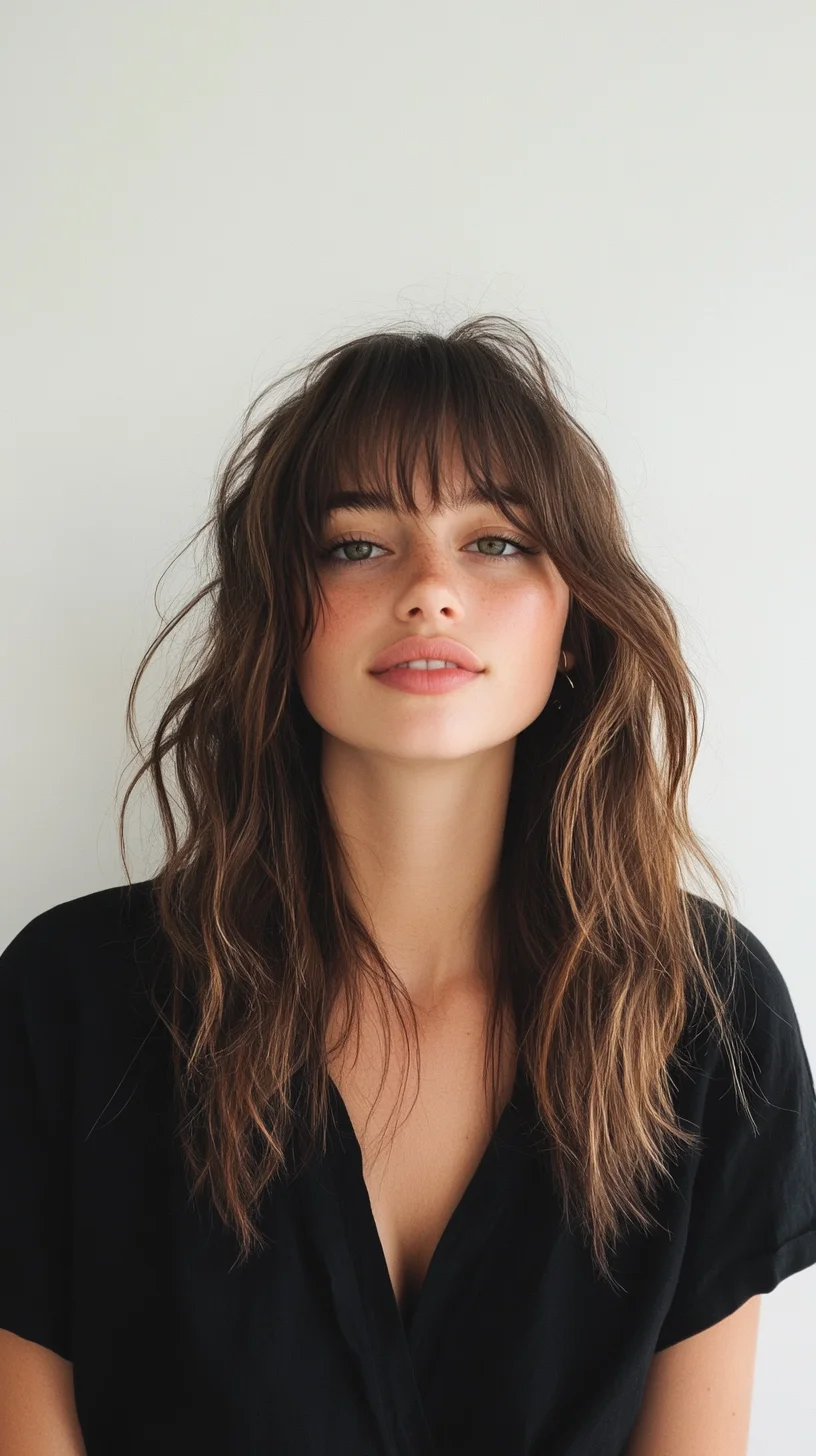 Effortlessly Chic The Textured Medium-Length Hair with Bangs