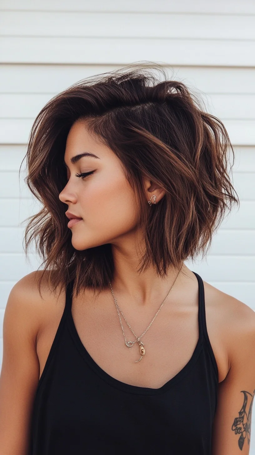 Effortlessly Chic: The Textured Medium-Length Wavy Bob