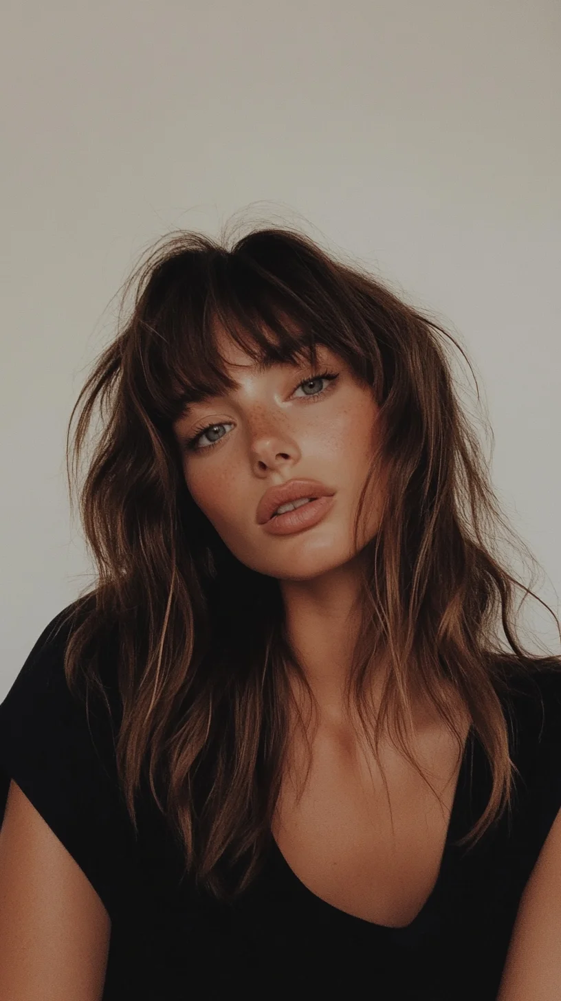 Effortlessly Chic The Textured Shag with Bangs