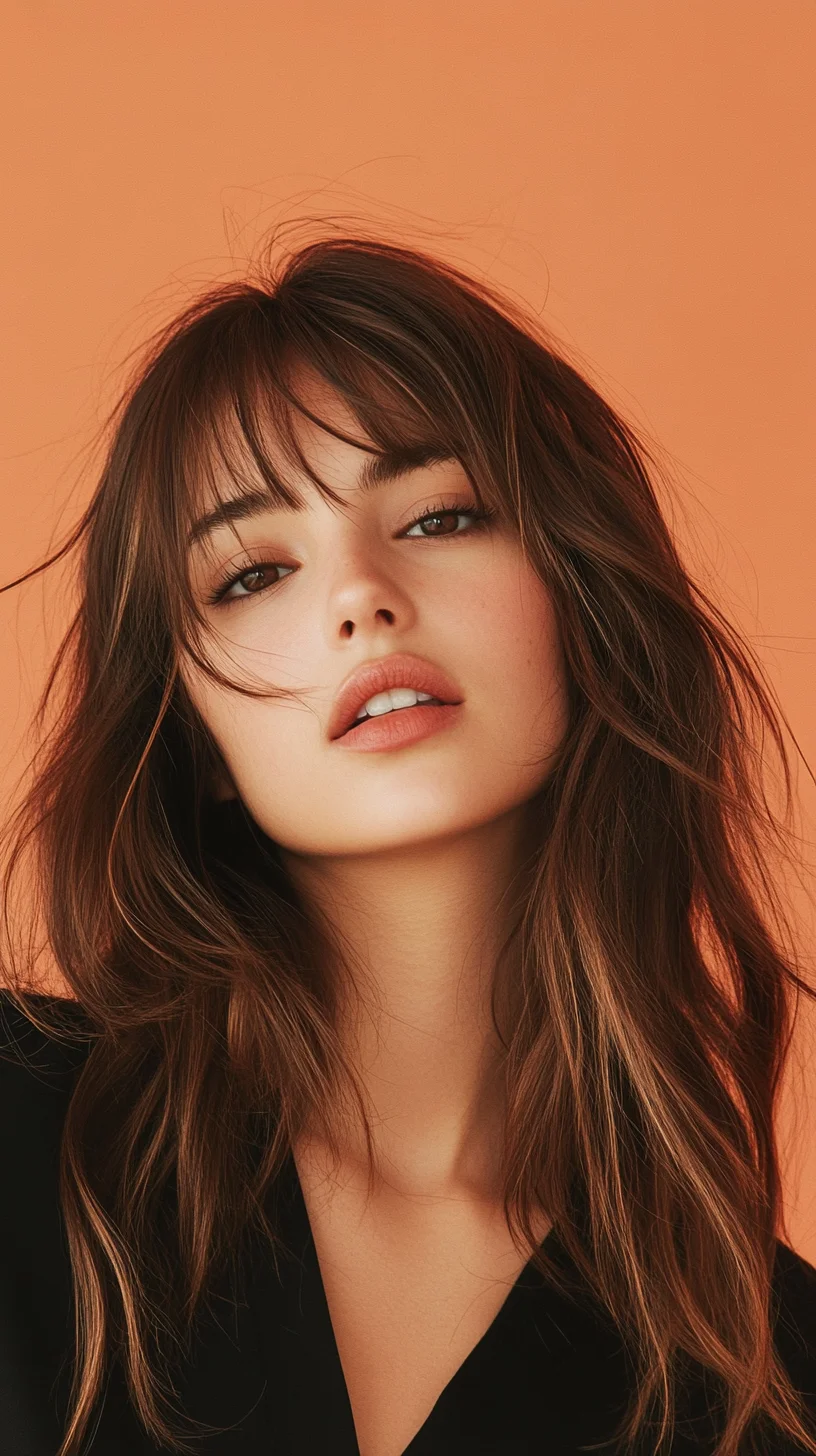 Effortlessly Chic: The Textured Wavy Lob with Bangs