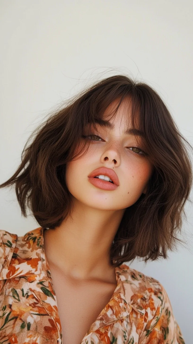 Effortlessly Chic The Tousled Bob with Soft Bangs