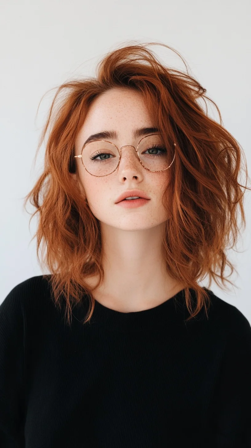 Effortlessly Chic The Tousled Copper Lob That Turns Heads!