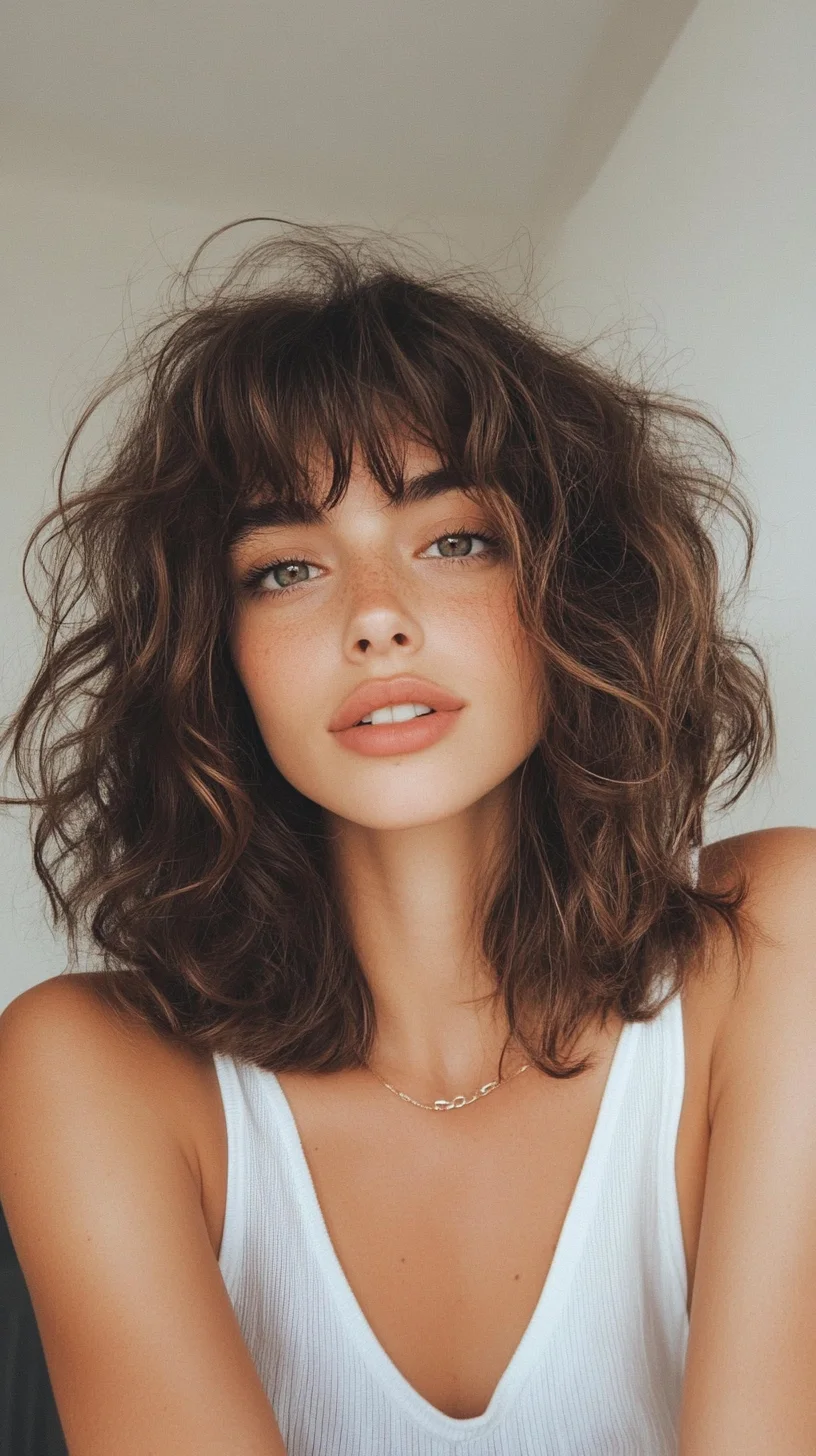 Effortlessly Chic The Tousled Curly Bob with Bangs