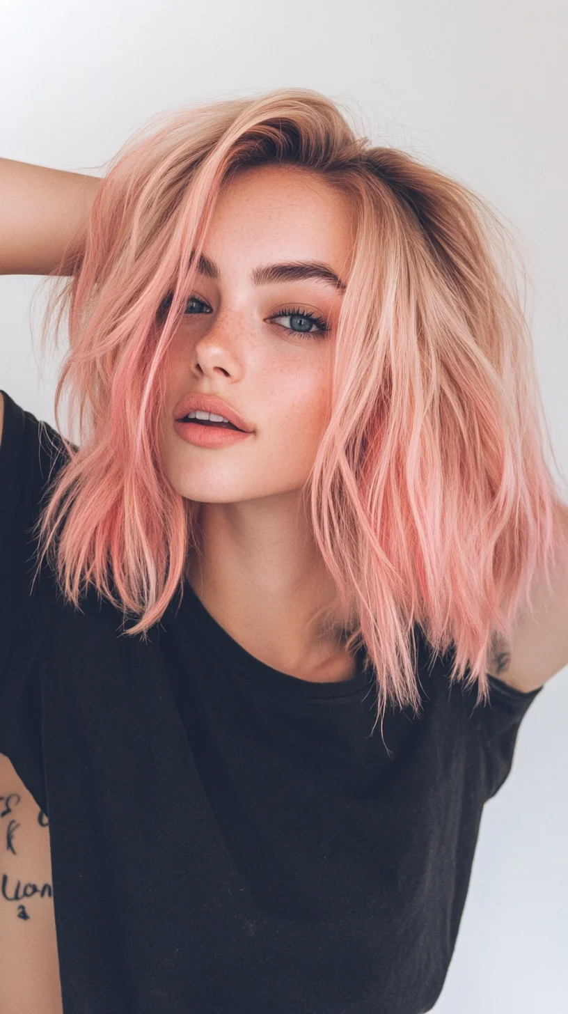 Effortlessly Chic: The Trendy Wavy Bob with a Twist of Pink