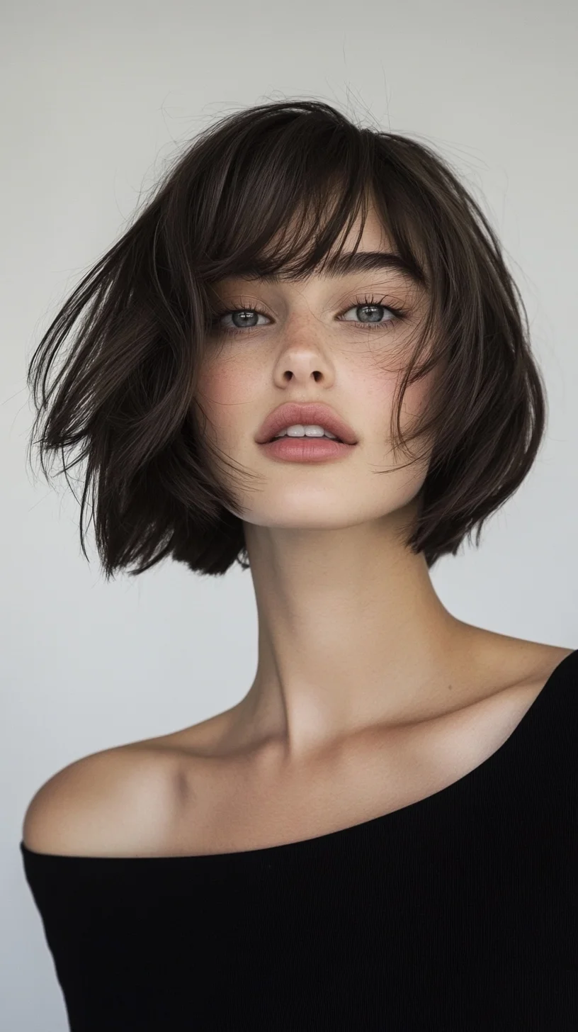 Effortlessly Chic The Wavy Bob with Bangs