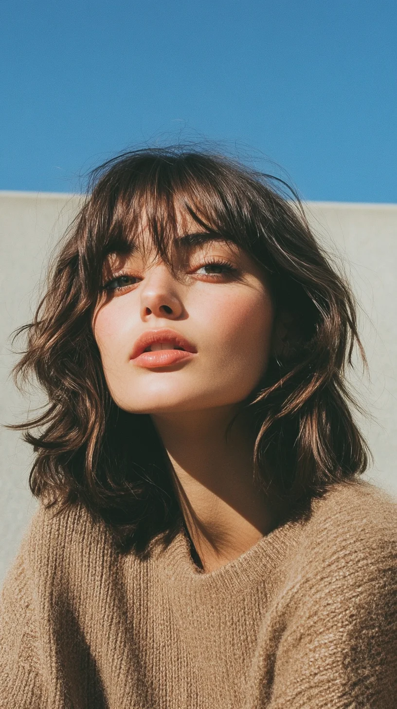 Effortlessly Chic The Wavy Bob with Flirty Bangs