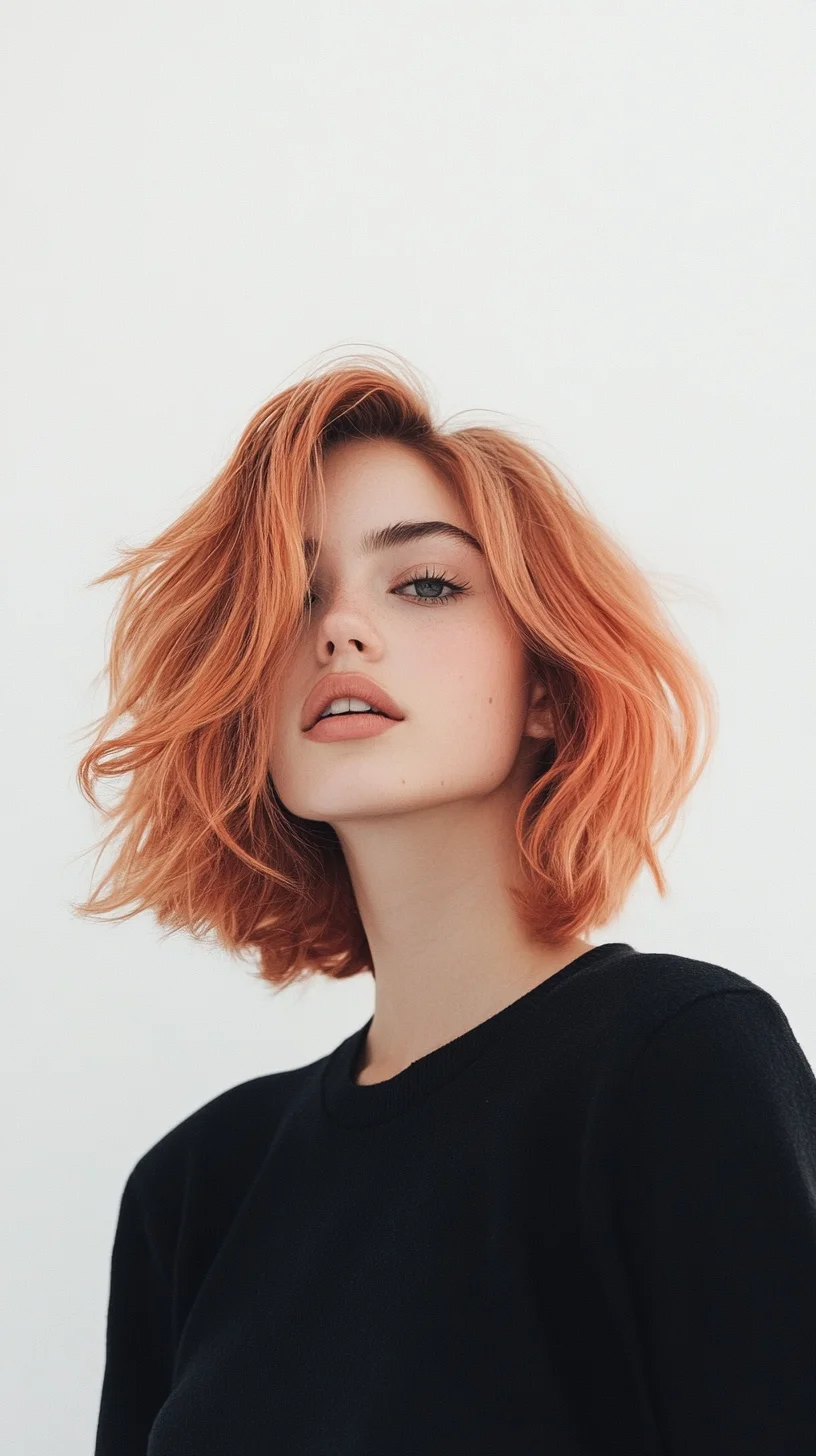 Effortlessly Chic The Wavy Lob with a Touch of Color