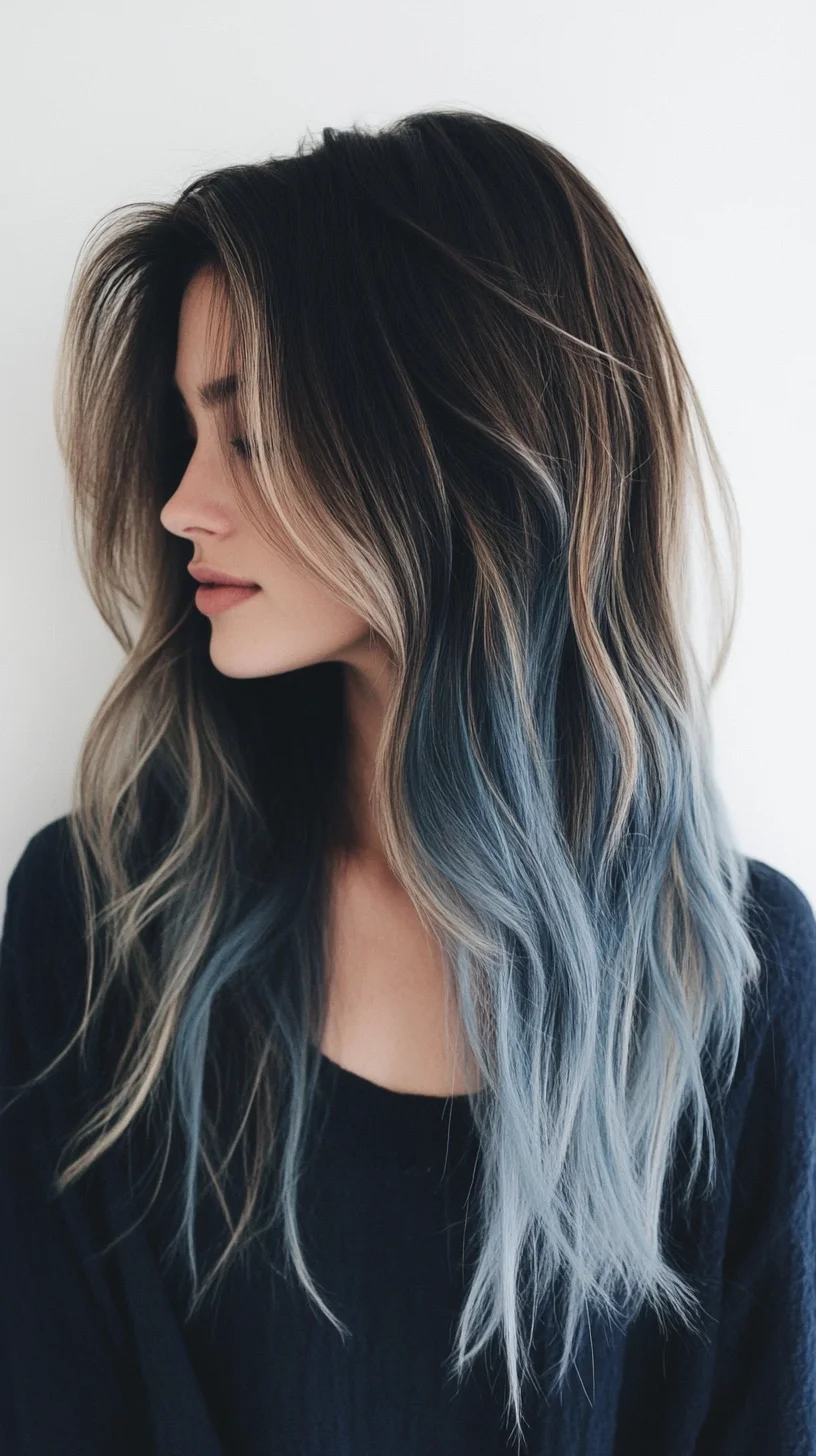 Effortlessly Chic: The Wavy Ombre Look with a Cool Twist